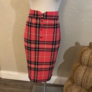 NY & Co Plaid Pink Pencil Skirt Sz 6 NWT